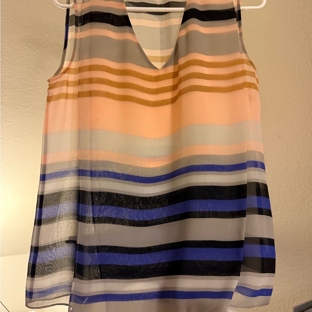 CAbi Multicolor Striped V-Neck Blouse